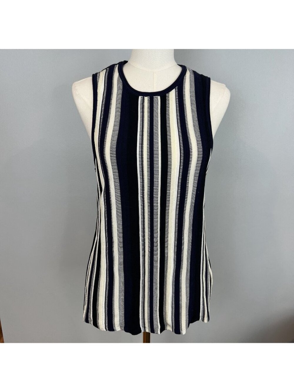 COS Sleeveless Sweater Vest Womens Size Small Navy Blue Stripe